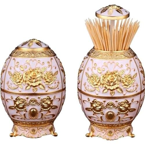 Europe Vintage Automatic Toothpick Holder Zinc Alloy Metal Toothpick Dispenser Box Organizer European Style Design Home Decor