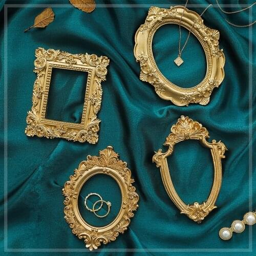 Photography Backdrop Props Golden Vintage Photo Frame Life Shoot Studio Decoration for Jewelry Ring Necklace Earrings Fotografia