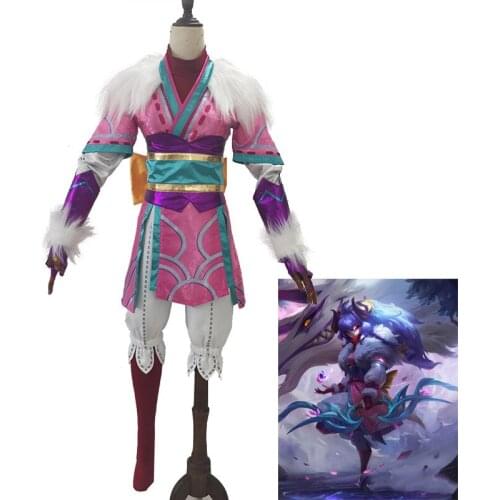 Hot Game LOL Kindred Spirit Blossom Cosplay Costume Soul Lotus Flower Qianjue Cosplay Costume Uniform Halloween Costumes Props