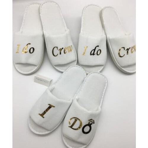 Customize name glitter wedding bridesmaid bride spa slippers Matron of honor Flower Girl Hen Bachelorette party favors gifts