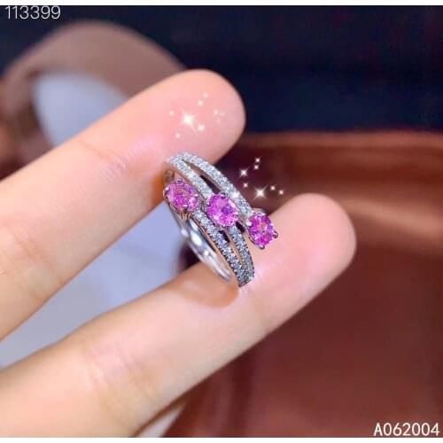 KJJEAXCMY fine jewelry 925 sterling silver inlaid natural pink sapphire new Female ring popular Support test hot selling