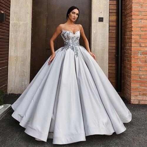 2020 Best Selling Spaghetti Straps Embroidered Beading Ball Gown Prom Dress Party Wear