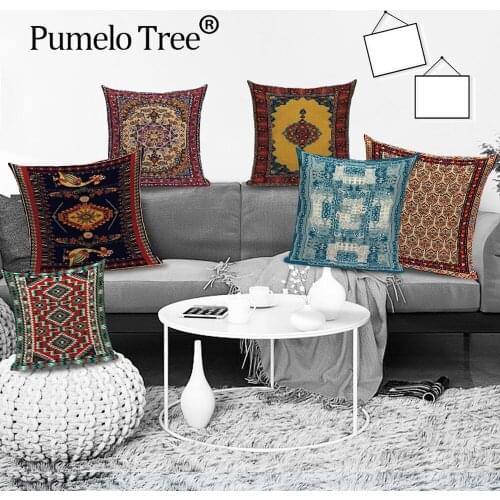 Morocco Floral Cover Cushion Farmhouse Vintage Home Decorative Pillows Cover Flower Decorative Pillow Pillowcases Funda De Cojin