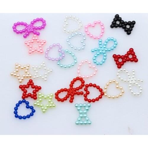 Lots 100pcs Rainbow Colorful Acrylic Pearls butterfly Bow FlatBack Pearls Phone patch Beads Gem appliques Acessories