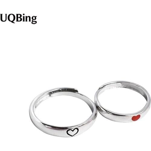 Fashion 925 Sterling Silver Open Heart Engarved Male Female Couple Rings For Birthday Gift