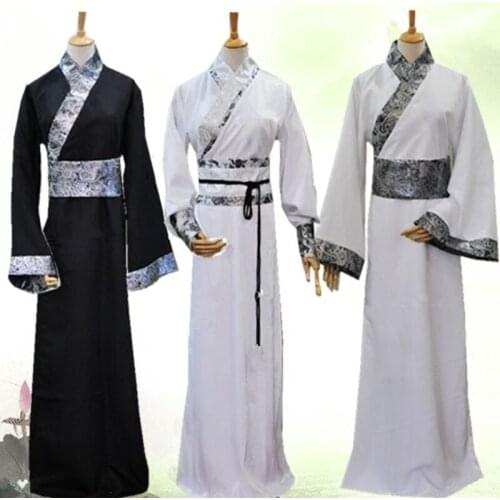 Male Chinese Traditional Costume Hanfu Folk Long Robe Gown Tang Dynasty Costume for Men Stage Performance Dance Costumes
