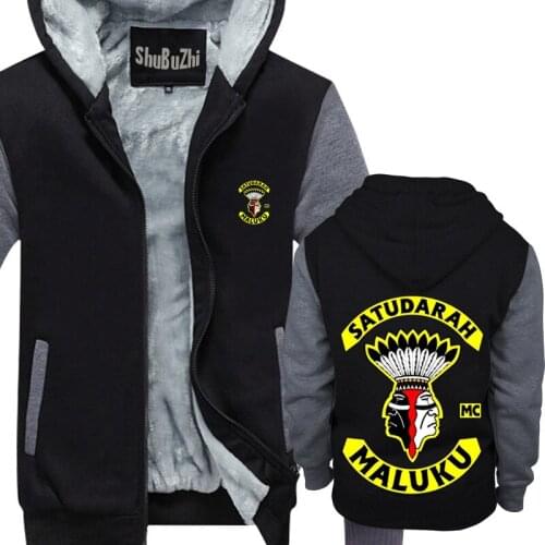 Satudarah MC World Motorcycle shubuzhi men Winter padded zipper sweatshirt casual fleece jacket coat hoodies fashion hoody