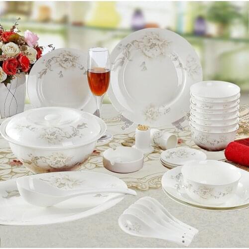 Jingdezhen tableware 56 bone porcelain tableware sets bowl dish dish set gift porcelain tableware