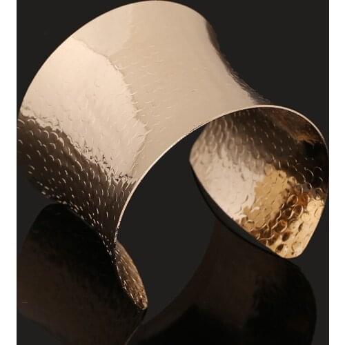 New Fashion Gold Color Bangles Exaggerated Big Open Wide Bracelets & Bangles Punk Hand Jewelry for Women Girls
