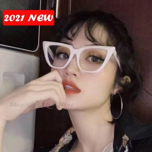 Cateye Glasses Frame 2021 Blue Light Eyeglasses Frames Luxury Retro Eyewear Brand Designer Mirror Glasses Oculus Feminino