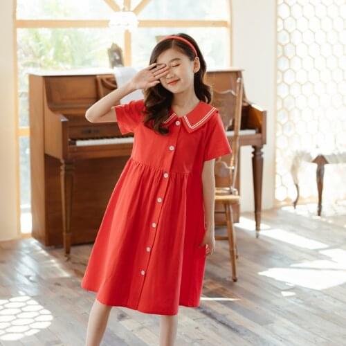 Girl Cardigan Dress Summer Girl Red Short Sleeve Show Dress Korean Baby Clothes 2 Year Old Baby Girl Clothes