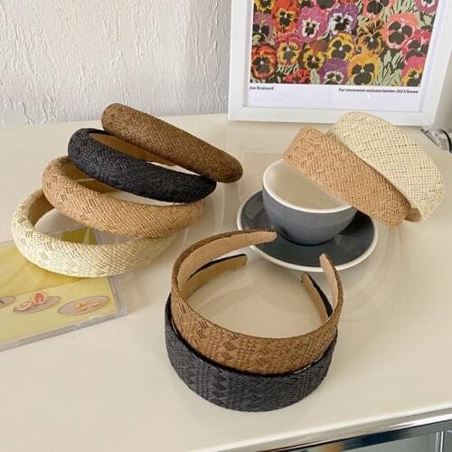 Woven wide-brimmed headband fashion hair accessories women lattice light board sponge hairbands boutique hair band headwear new