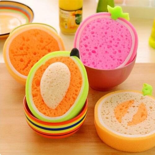 Washing Dish Towel Fruit Shape Thicken Scouring Pad Sponge Cloth Scouring Kitchen Cleaning Dishcloths Kitchen Items