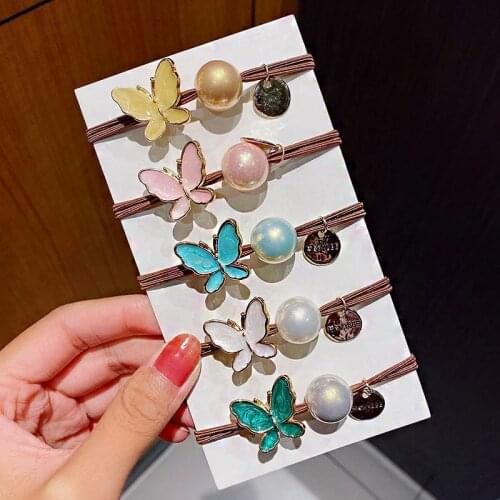 New Lovely Bronzing Butterfly Ball Princess Headwear Kids Elastic Hair Bands Children Ropes Girls Accessories Baby Headdress