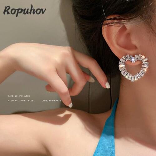 Ropuhov 2021 New 925 Silver Fashion Jewelry Woman Gift Heart Earring Stud Korean Bling Wholesale