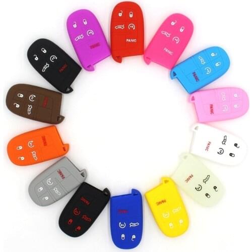 Silicone Colorful Remote Key Case 5BTN for Jeep Renegade Compass Grand Cherokee for Chrysler 300C Wrangler for Dodge