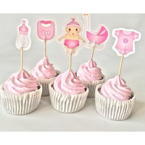 12/18/20pcs Baby Shower Cupcake Toppers Boy Girl Birthday Party Decorations Kids Festive Event Cake Decorating Party Supplies