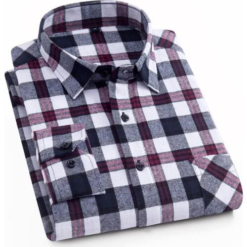 Comfortable Flannel checkered Shi Plaid men casual shirts Regular fit long sleeved male shirt cotton leisure male tops