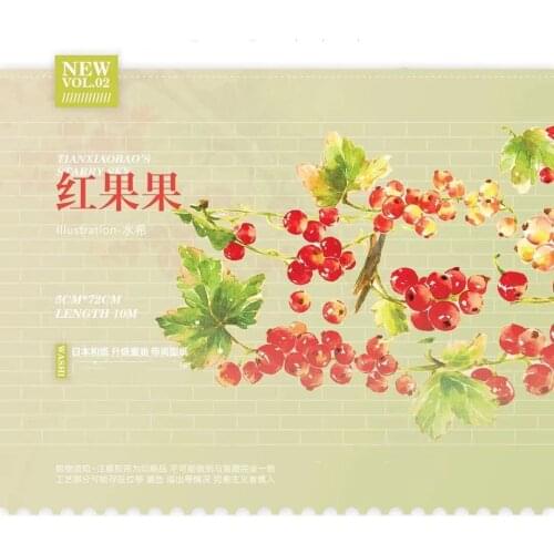 Vintage Red Fruit Washi Tape for Card Making Bullet Journal DIY Scrapbooking Decorative Sticker