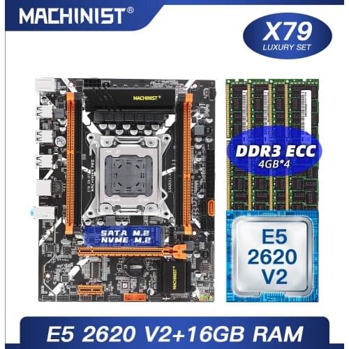 X79 Motherboard LGA 2011 Set Kit with Intel xeon E5 2620 V2 Processor DDR3 16GB(4*4GB)ECC RAM Memory M.2 NVME M-ATX X79 Z9-D7