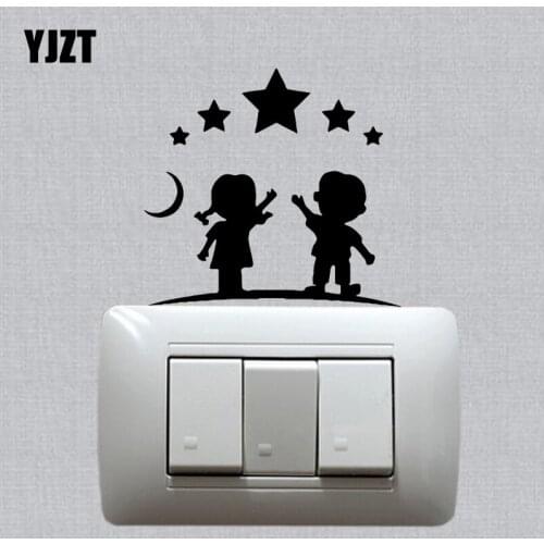 YJZT Children Boy And Girl Moon Stars Vinyl Decal Wall Switch Sticker Decor Funny Cartoon S19-0912