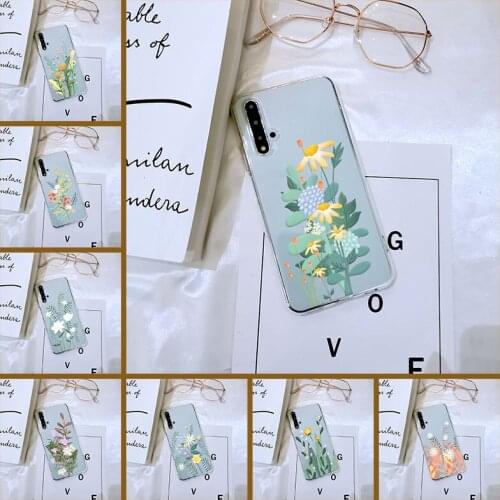 Back Cover For Huawei Honor V20 8S 8A Pro Aesthetic Flower Art Floral Phone Case Silicone For Huawei Honor 20 Lite Pro 10i 20i
