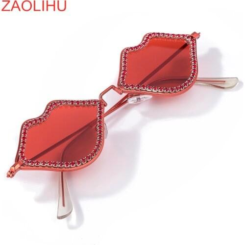 ZAOLIHU Sexy Red Lip Sunglasses Women Cute Diamond Eyewear Gorgeous Female Eyeglasses Crystal Luxury Sun Glasses Gafas De Sol