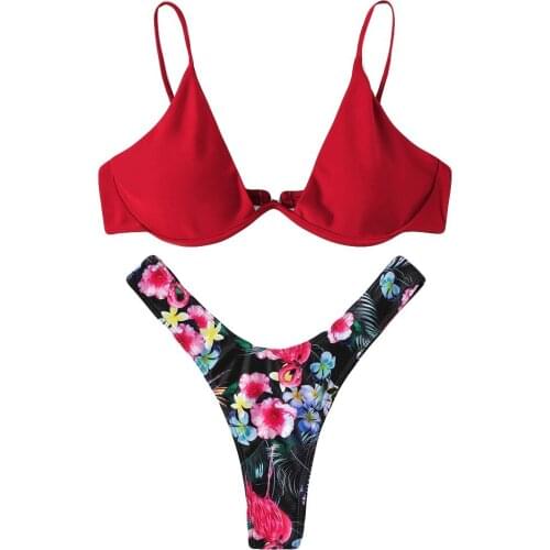 Women Print Push-Up Padded Bra Beach Bikini Set Swimsuit Swimwear Swimming Suit For Womens Push Up Bathing Suits Biquini