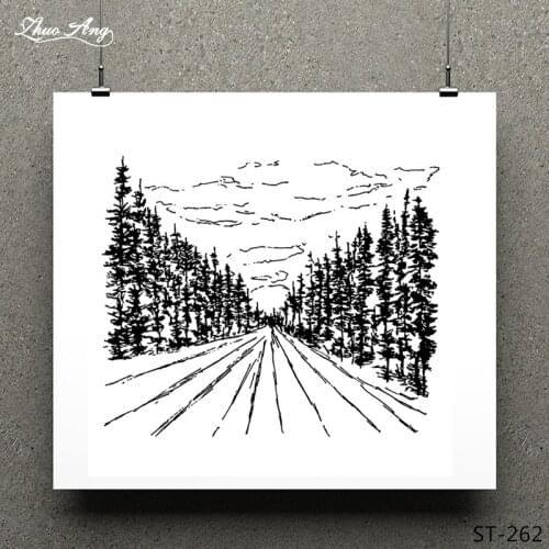 ZhuoAng Forest Path Clear Stamp for Scrapbooking Rubber Stamp Seal Paper Craft Clear Stamps Card Making
