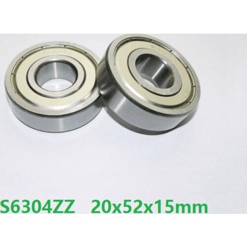 10pcs ABEC-5 S6304ZZ S6304 ZZ deep groove rolling bearing 20*52*15mm Stainless steel Deep Groove Ball Bearings 20x52x15mm 6304