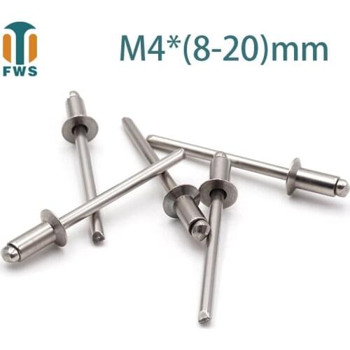 10 PCS M4*(8-20)mm Stainless Steel Countersunk Head Break Mandrel Blind Rivet Nail Pop Rivets for Furniture Car Aircraft