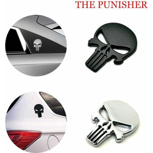 2x DIY Punisher Skull badges Car Tuning Motorcycle Metal Decal Sticker For SUZUKI Honda BMW Chevrolet LAND ROVER