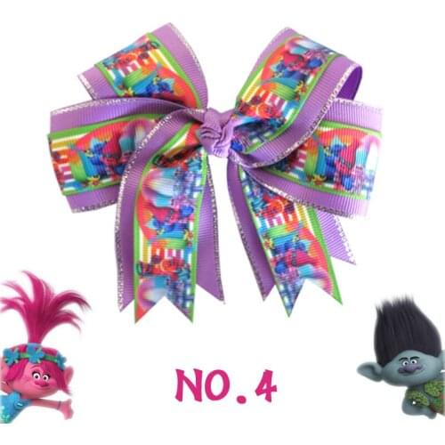 20 BLESSING Happy Girl 4.5" Trolls Cheer Hair Bow Clip 24 No. Poppy unicorn sculpture princess character angel wing