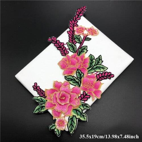20pcs 3D Peony Flower bordados Sew On Embroidered Patch For Clothing Cheongsam Coat Applique Jacket Patchwork Patches Decor DIY