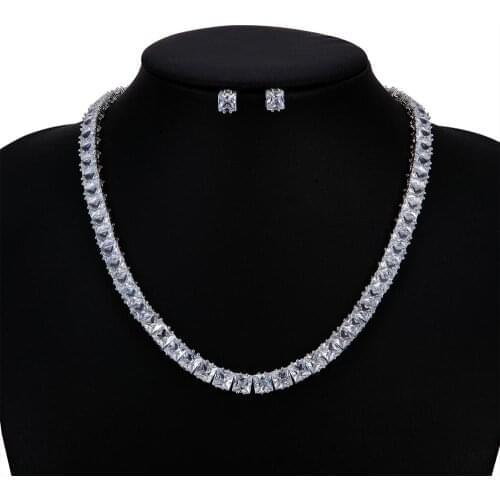 5A CZ Cubic Zirconia Bridal Wedding Necklace Earring Set Jewelry Sets for Women Prom Jewelry Accessories CN10167