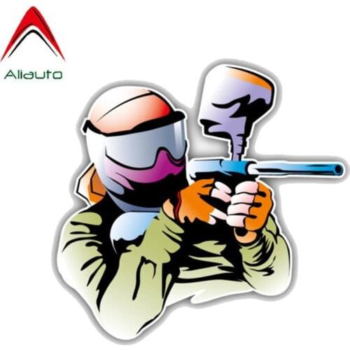 Aliauto Cover Scratch Car Sticker Interesting Paintball Player Decoration Personality Reflective Creative Decal PVC,11cm*10cm