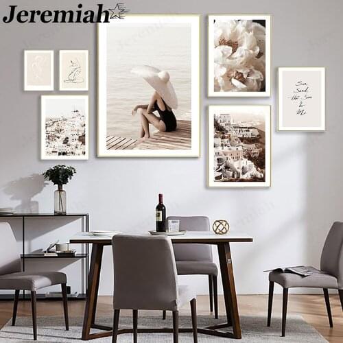 Sexy Woman Canvas Painting Decoration Body Line Floral Poster Boho Style Picture Print Wall Art Nordic Home Room Decoration