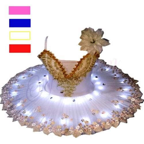 Halloween Christmas Led Light Dance Costume For Kids Girls Luminous Ballet Dresses Classic Professional Swan Lake Ballet Costume