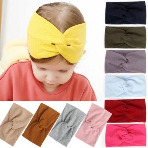 Infant Newborn Baby Kid Girls Headband Solid Knitted Turban Toddler Gir Hair Band Accessories Headwear