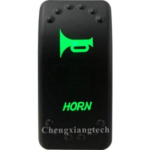 HORN - Green Led Light - Momentary On Off - Rocker Push Switch 5 Pins SPST 12V 24V For Marine Boat Car Waterproof