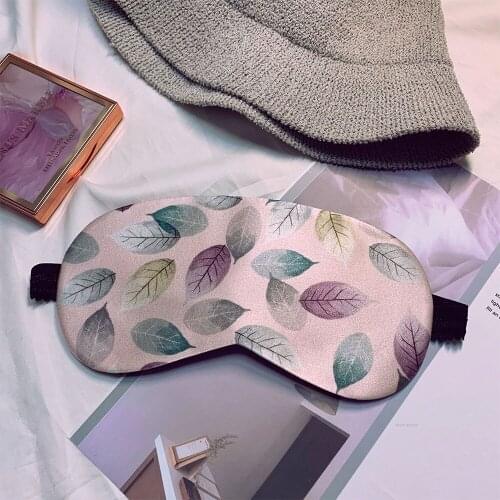 Eyes Mask Light Purple Silk Basil Leaves Sleeping Mask Soft Chinese Style Breathable Blindfold Headband Eyepatch Night Mask