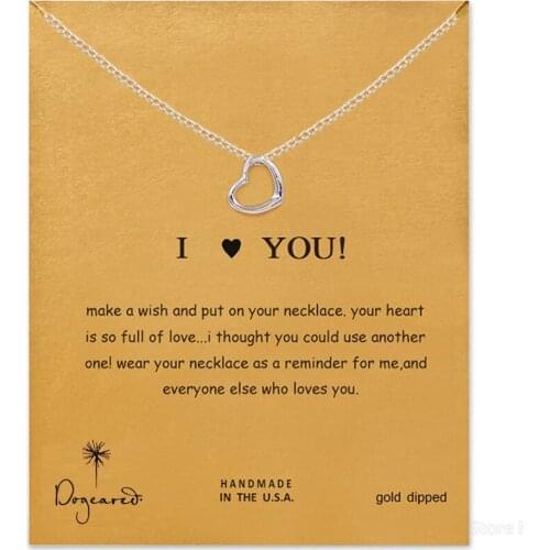 Fashion Wish Card Hollow Heart Pendant Necklace Clavicle Chains Fashion Statement Exquisite Necklace For Women Gifts Jewelry