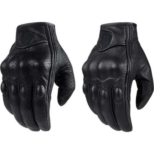 Retro Pursuit Perforated Real Leather Motorcycle Gloves Moto Waterproof Gloves Motorcycle Protective Gears Motocross Gloves Gift