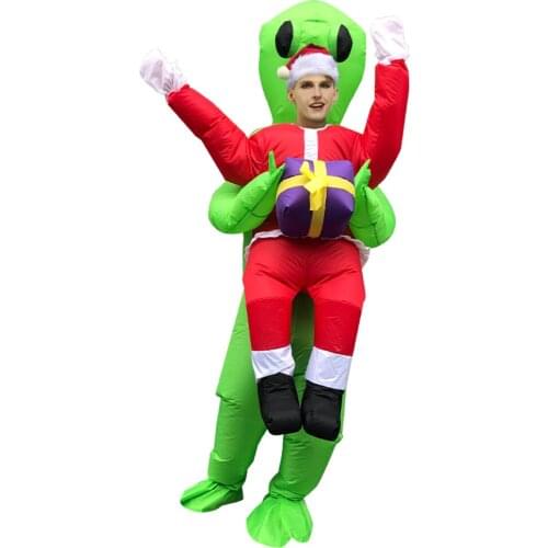 Alien Kidnapps Santa Claus Inflatable Costume Funny Santa Claus Dress Christmas Halloween Carnival Party Costumes Anime Alien