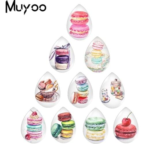 2020 New Sweety Cake Painting Tear Drop Glass Cabochon Photo Jewelry Handcraft DIY Accessories