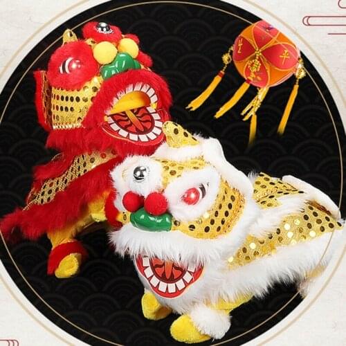 New Year Electric Lion Dance Robot Interactive Flashing Lucky Lion Toy Plush U7EE