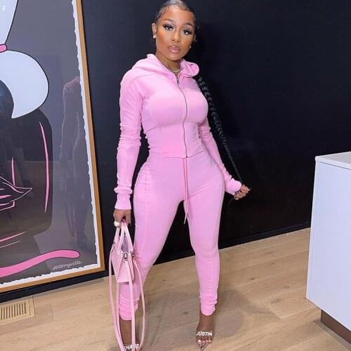 Autumn Tracksuit Women 2 Piece Set Fitness Zipper Up Hoodies Skinny Stacked Sweatpants Active Wear Casual Matching Sets Outfits