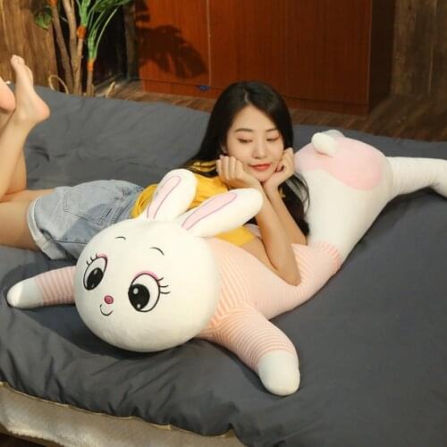 Lovely 1PC 80cm-120cm Long Cute Rabbit Plush Toy Soft Cartoon Animal Piggy Stuffed Doll Sofa Bed Pillow Cushion Children Present