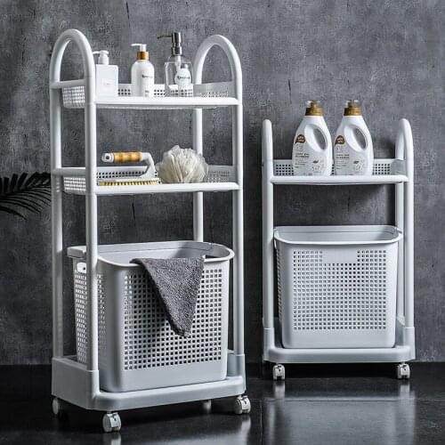 Bathroom Shelf Washing Machine Toilet Floor-standing Bathing Dirty Clothes Storage Basket