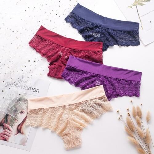 Sexy Temptation Underwear Womens Lace Transparent T-Back Briefs Cotton Crotch White Purple Black Pink Panties